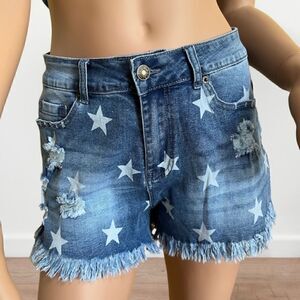 Star Denim Distressed Denim Frayed Women's Shorts‎ M